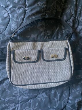 Classic Two-Pocket Shoulder Bag in Black and White